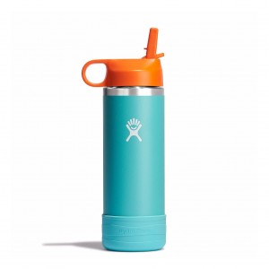 Hydro Flask 18 oz Kids Wide Mouth w/ Straw Cap Bottles Seaspray | 27DIWVYHM