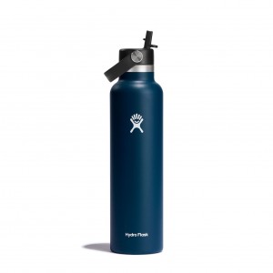 Hydro Flask 24 oz Standard Mouth with Flex Straw Cap Bottles Indigo | 65ADRICON