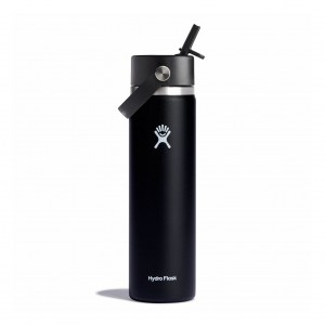 Hydro Flask 24 oz Wide Mouth with Flex Straw Cap Bottles Schwarz | 90TGQDZJF