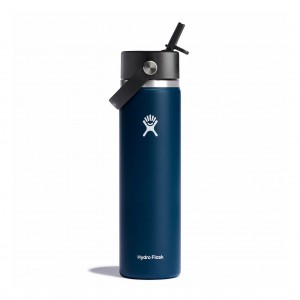 Hydro Flask 24 oz Wide Mouth with Flex Straw Cap Bottles Indigo | 06STMLVAB