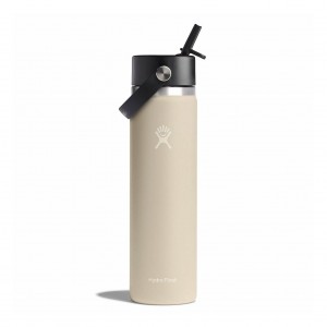 Hydro Flask 24 oz Wide Mouth with Flex Straw Cap Bottles Oat | 78CVFDQIR