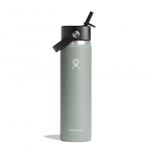 Hydro Flask 24 oz Wide Mouth with Flex Straw Cap Bottles Agave | 31XFGUBOR