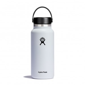 Hydro Flask 32 oz Wide Mouth Bottles Weiß | 87CAFWDLG