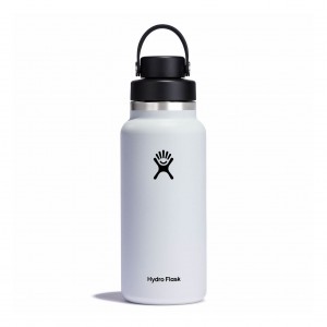 Hydro Flask 32 oz Wide Mouth with Flex Chug Cap Bottles Weiß | 56AHXQEFN