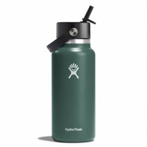 Hydro Flask 32 oz Wide Mouth with Flex Straw Cap Bottles Fir | 09XGFKDVE