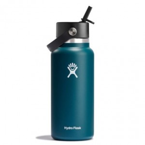 Hydro Flask 32 oz Wide Mouth with Flex Straw Cap Bottles Jade | 39BGDYXSZ