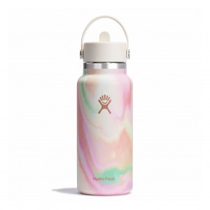 Hydro Flask 32 oz Wide Mouth with Flex Straw Cap Bottles Sugar Crush | 26FVLNZTE