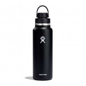 Hydro Flask 40 oz Wide Mouth with Flex Chug Cap Bottles Schwarz | 76AWLRFQT
