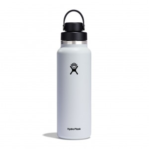 Hydro Flask 40 oz Wide Mouth with Flex Chug Cap Bottles Weiß | 23BXEKTNG
