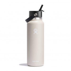 Hydro Flask 40 oz Wide Mouth with Flex Straw Cap Bottles Oat | 24ZJNSBMX