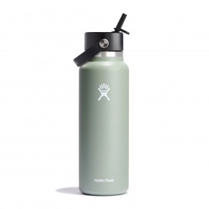 Hydro Flask 40 oz Wide Mouth with Flex Straw Cap Bottles Agave | 24ZCKMSTV