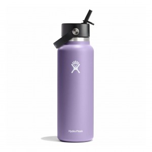 Hydro Flask 40 oz Wide Mouth with Flex Straw Cap Bottles Moonshadow | 20DMBYAWR